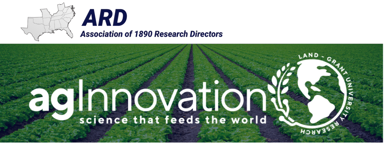Map of 13 southern states with text reading ag innovation: science that feeds the world