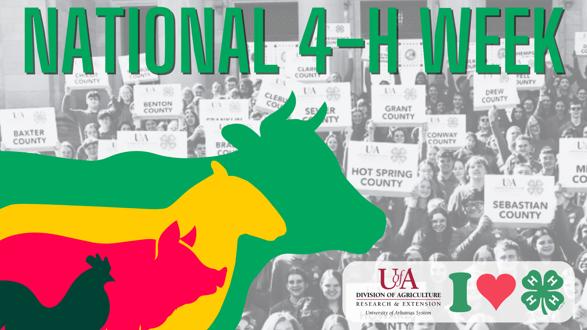 National 4-H Week 16x9 National 4-H Week, I heart 4-H with ag animals