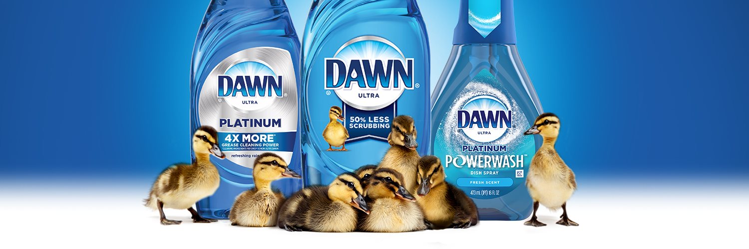 Dawn Ultra Dishsoap with clean, happy ducks